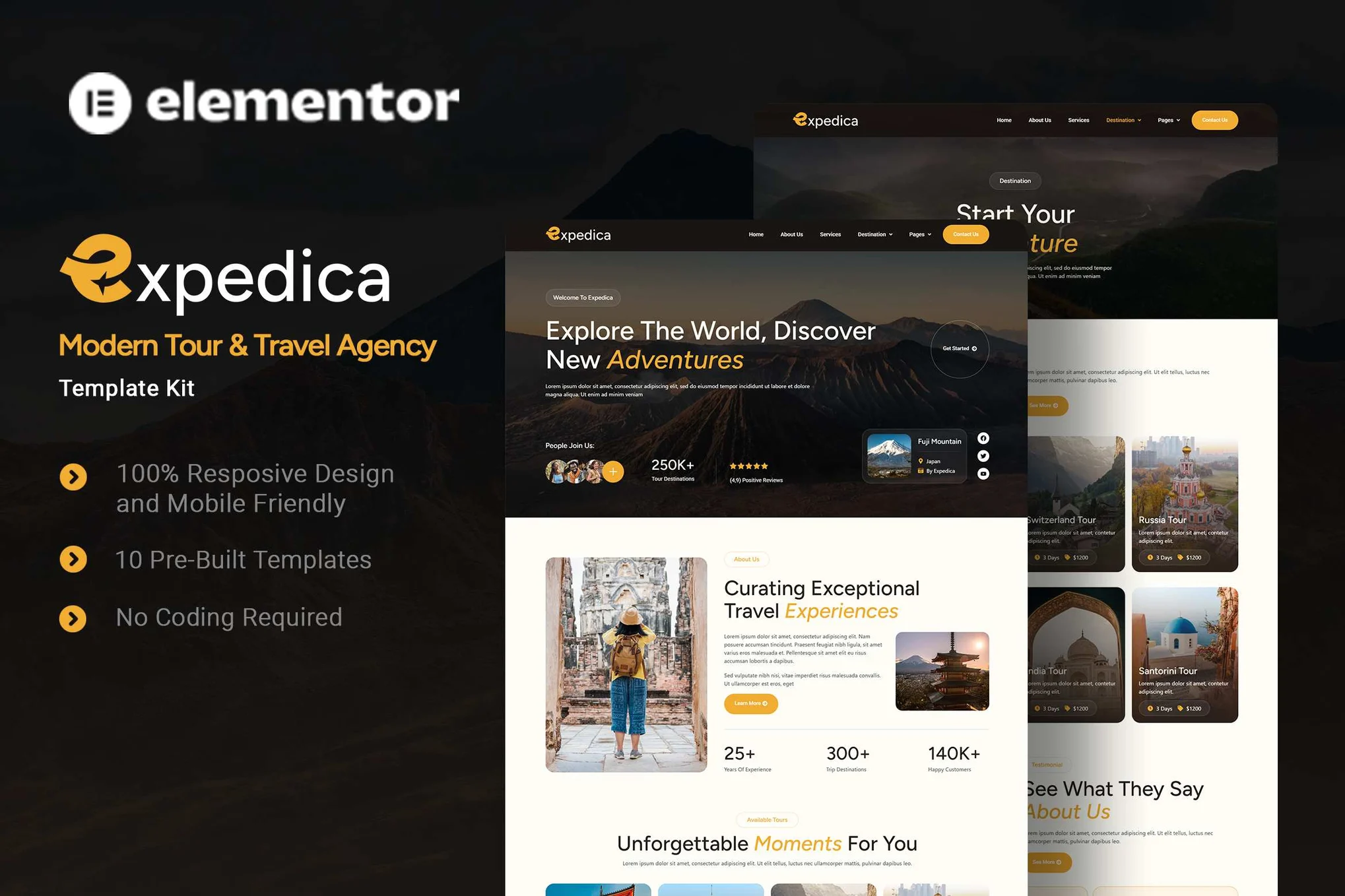 Expedica – Modern Tour and Travel Agency Elementor Template Kit