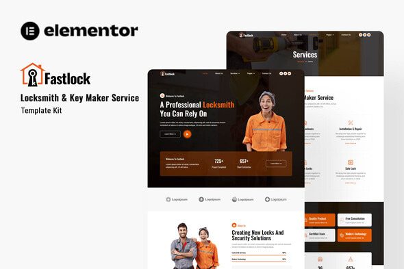 Fastlock – Locksmith and Key Maker Service Elementor Template Kit