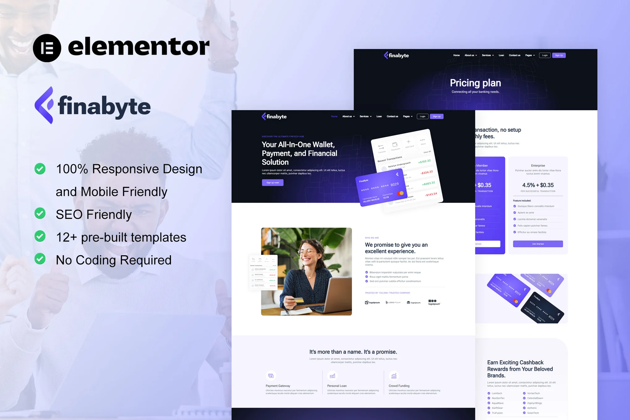 FinaByte – Saas and Fintech Startup Elementor Template Kit