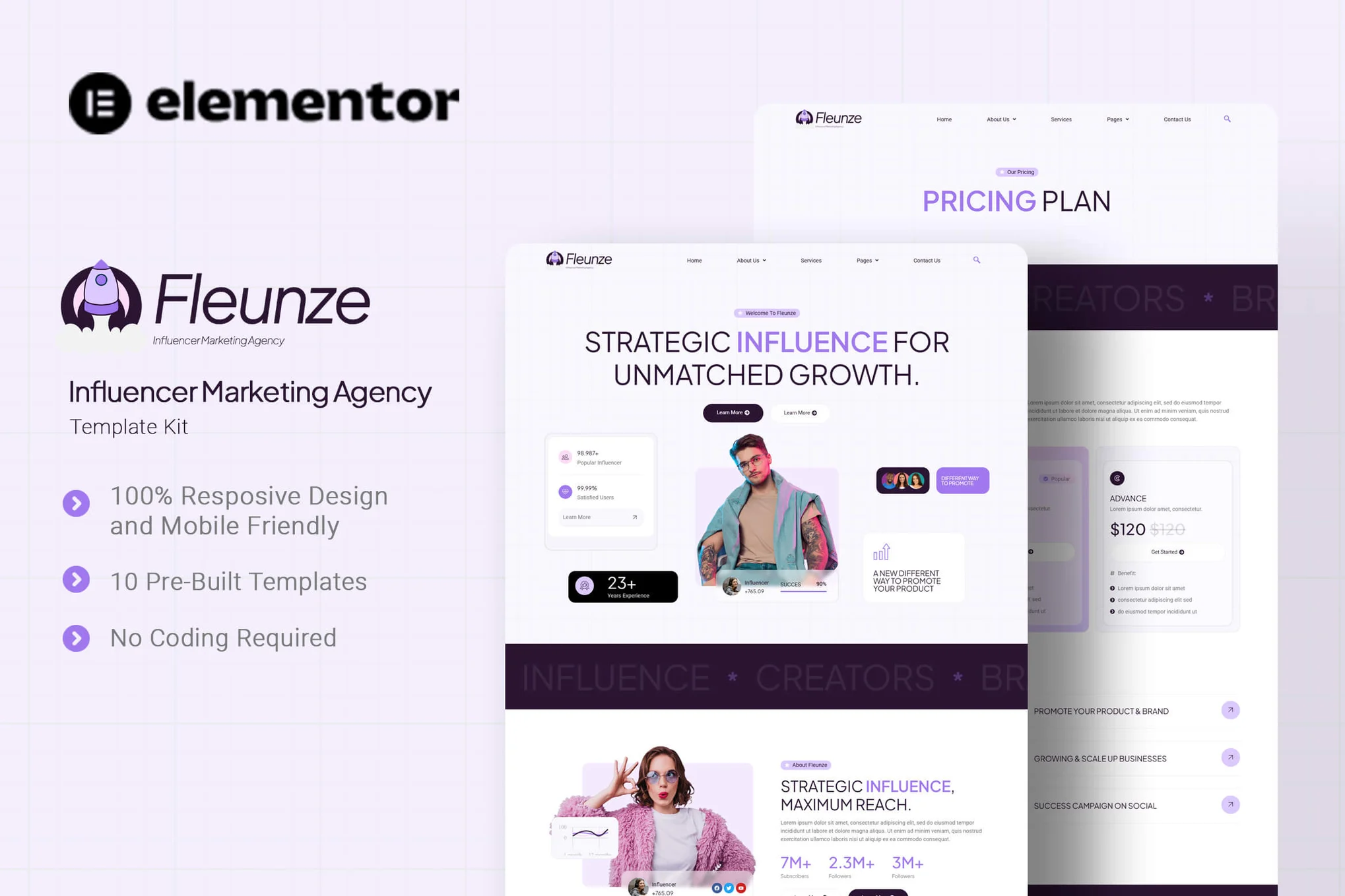 Fleunze – Influencer Marketing Agency Elementor Template Kit