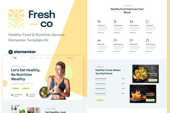 Freshco – Healthy Food and Nutrition Service Elementor Template Kit