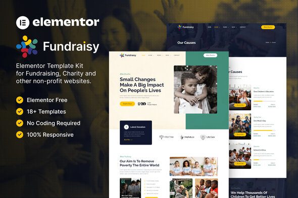 Fundraisy – Charity and Fundraising Elementor Template Kit