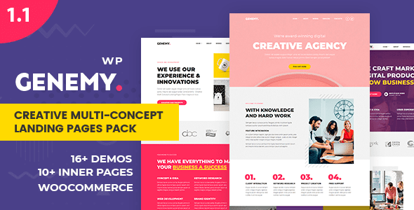 Genemy – Creative Multi Concept Landing Pages Pack With Page Builder