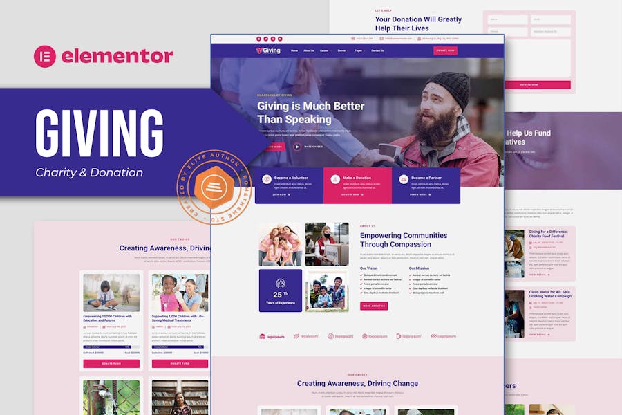 Giving – Charity and Donation Elementor Template Kit