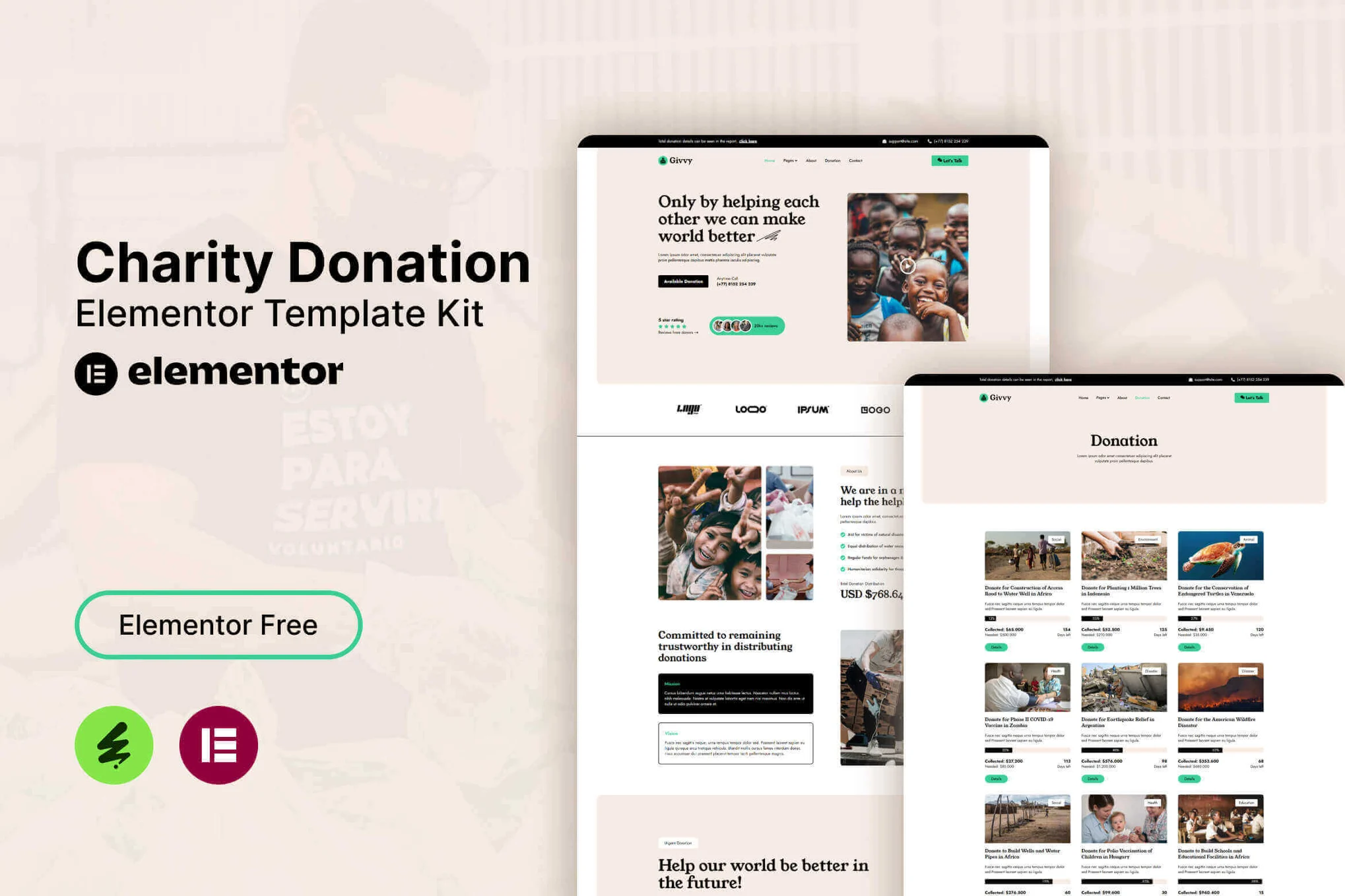 Givvy – Charity Donation Elementor Template Kit