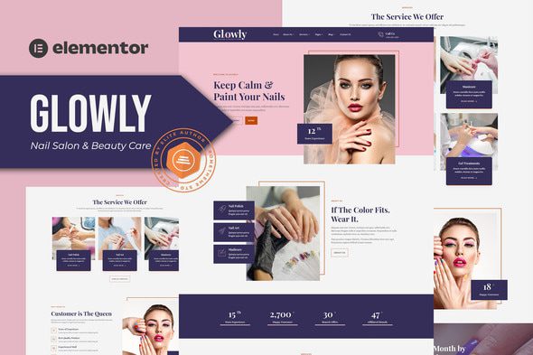 Glowly – Nail Salon and Beauty Care Elementor Template Kit
