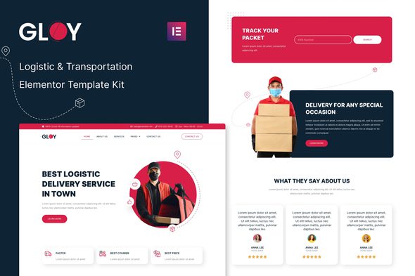 Gloy – Logistic and Transportation Delivery Elementor Template Kit