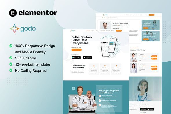 Godo – Doctor & Medical Saas Elementor Template Kit