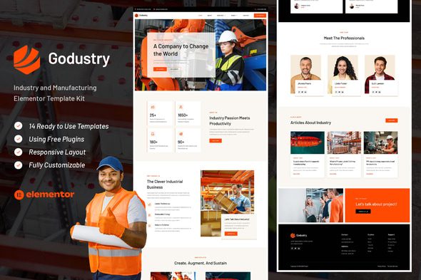Godustry – Industry and Manufacturing Elementor Template Kit