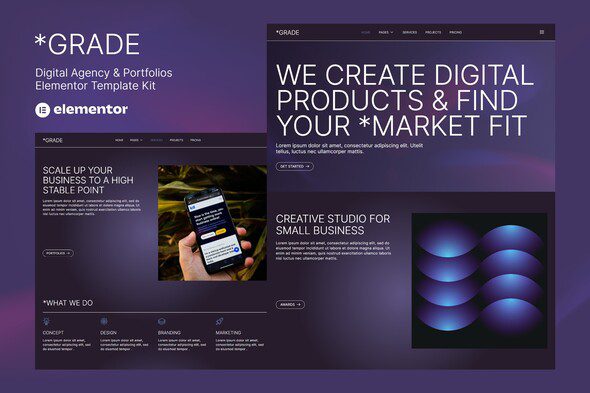 Grade – Creative Agency and Portfolios Elementor Template Kit