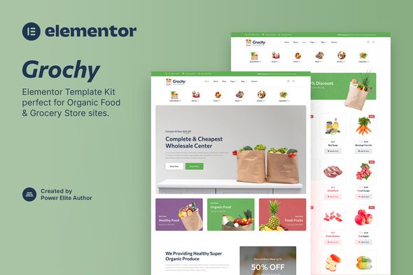 Grochy – Organic Food and Grocery Store Elementor Template Kit