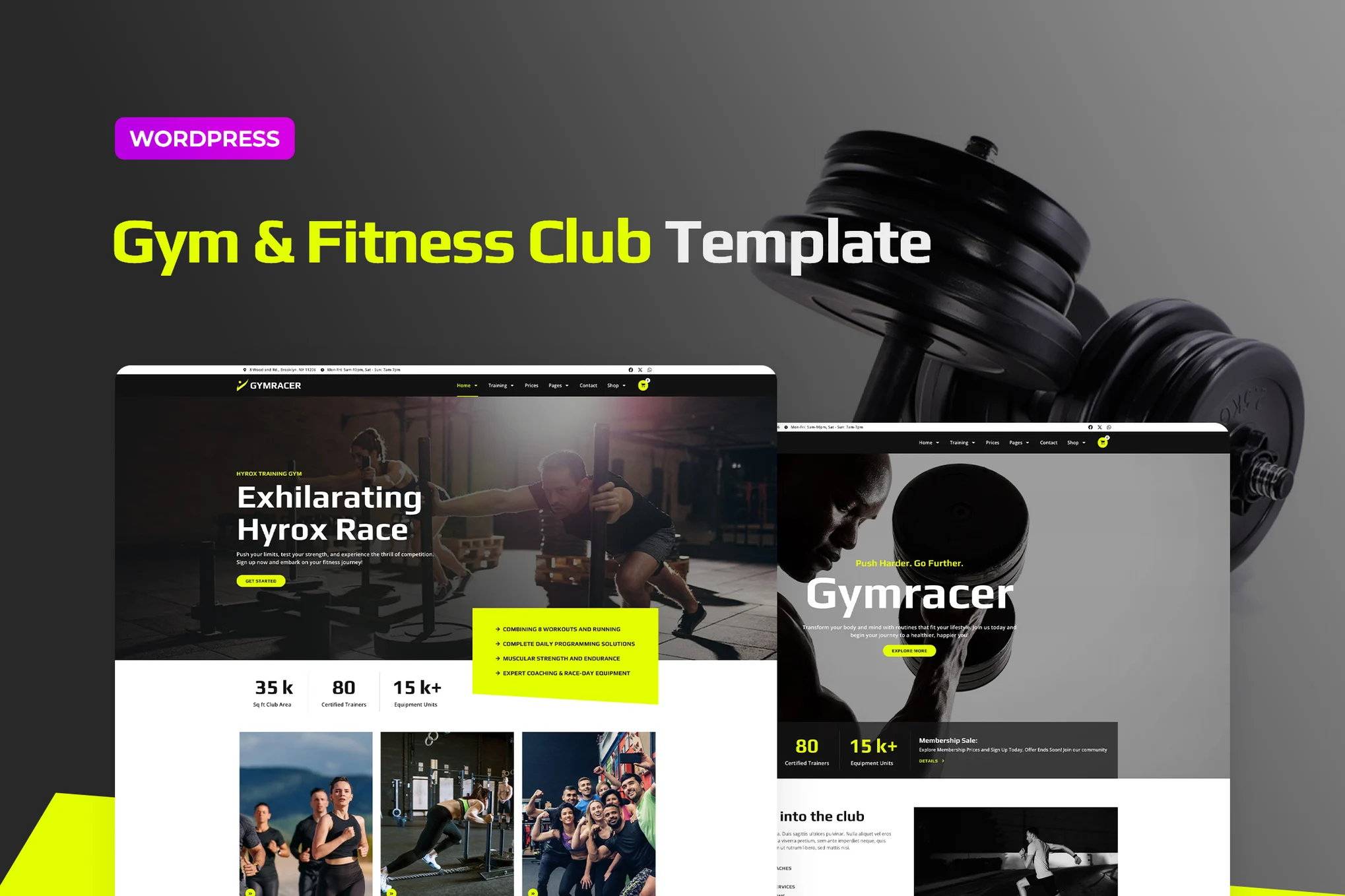 Gymracer – Hyrox Gym Elementor Pro Template Kit