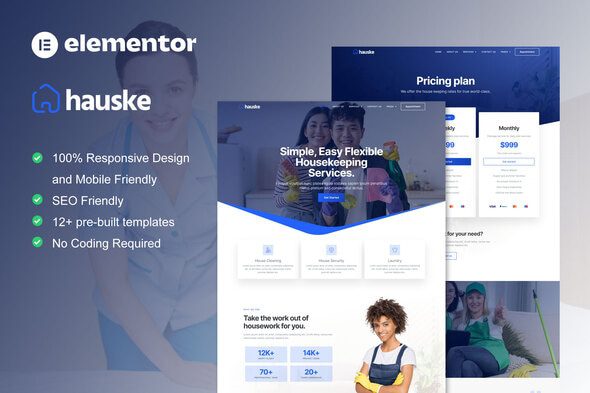 Hauske – Houskeeping and Cleaning Services Elementor Template Kit