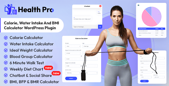Health Pro – Calorie, Water Intake and BMI Calculator WordPress Plugin