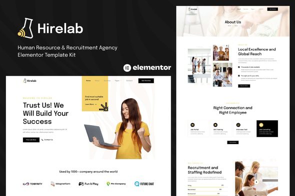 Hirelab – Human Resource and Recruitment Agency Elementor Template Kit