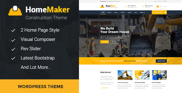 HomeMaker – Construction and Builder WordPress Theme