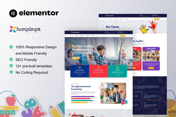 Hompimpa – Kindergarten and Child Care Elementor Template Kit