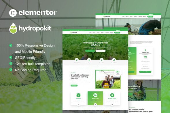 Hydropokit – Hydroponic and Agriculture Elementor Template Kit