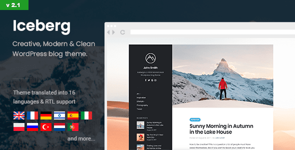 Iceberg – Simple & Minimal Personal Content-focused WordPress Blog Theme