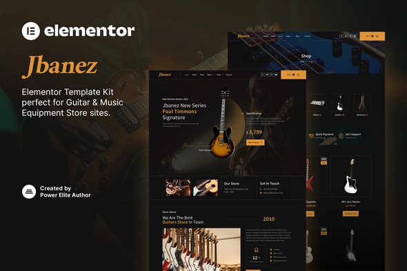 Jbanez – Guitar and Music Equipment Store Elementor Template Kit