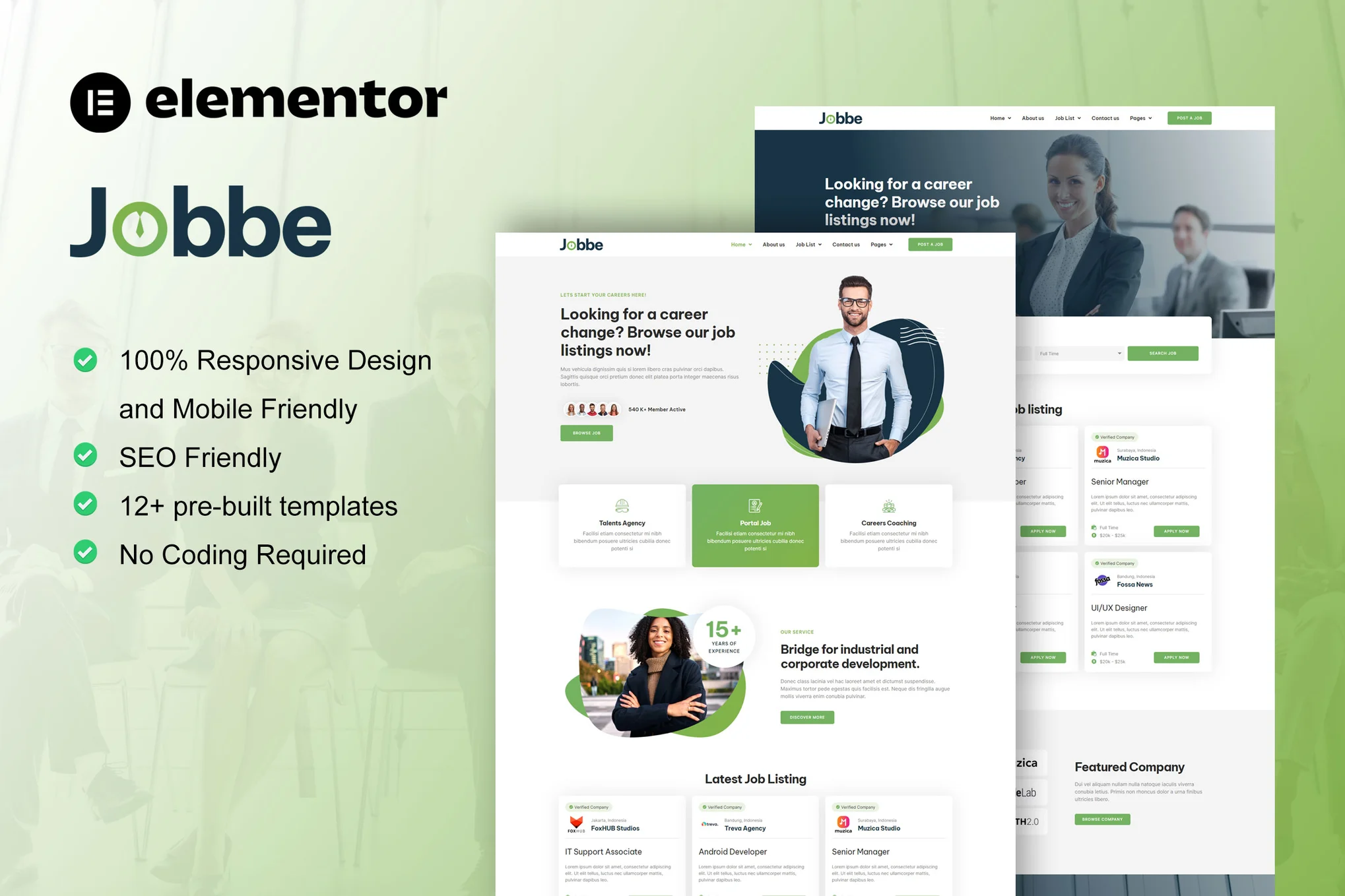 Jobbe – Job Listing and Recruitment Agency Elementor Template Kit