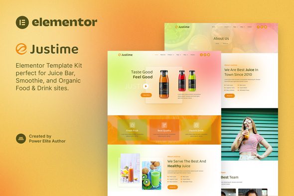 Justime – Juice Bar, Smoothie and Organic Food Elementor Template Kit