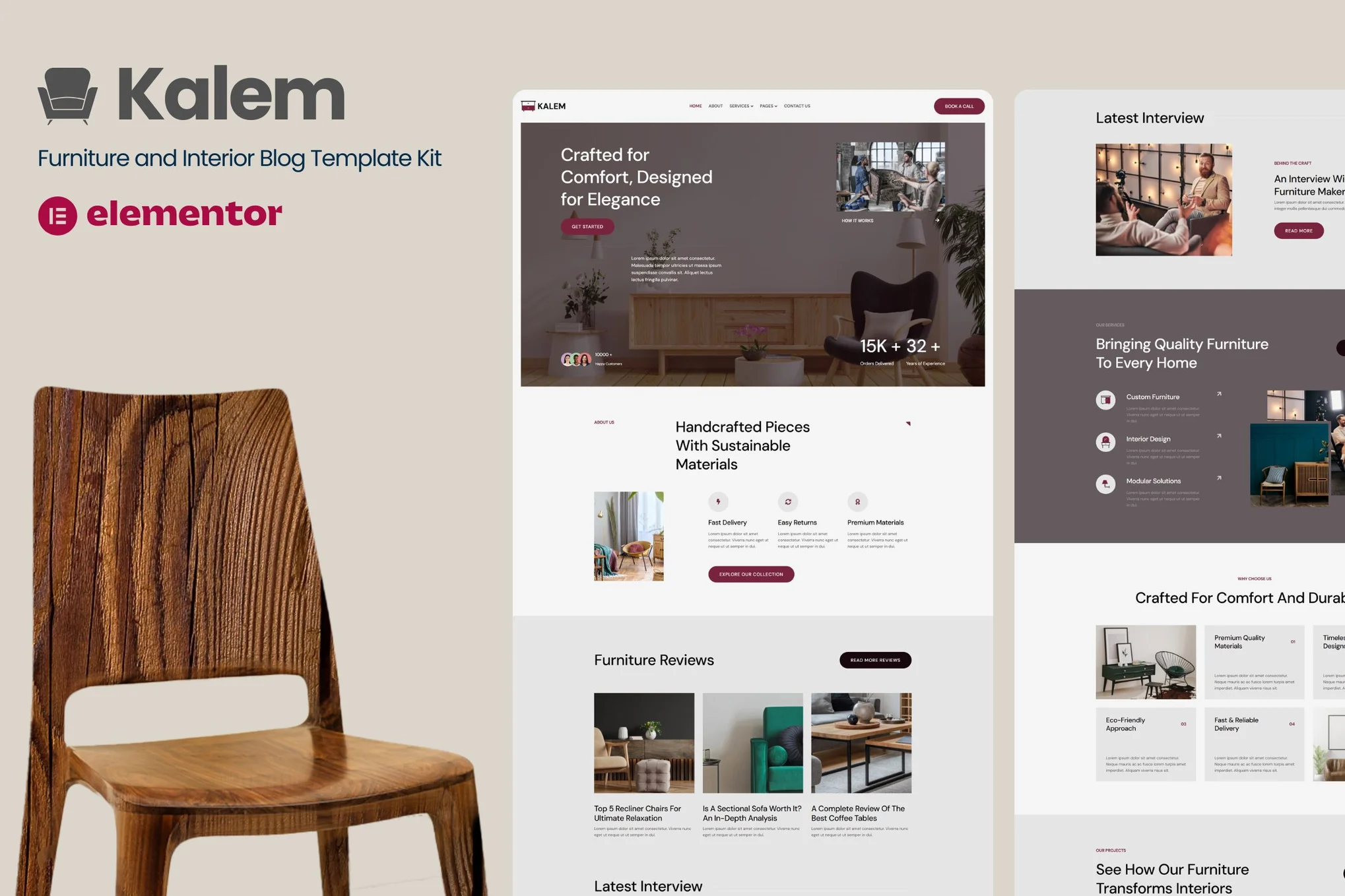 Kalem – Furniture and Interior Design Blog Elementor Template Kit