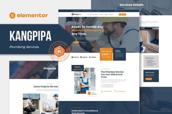 Kangpipa – Plumbing Services Elementor Template Kit