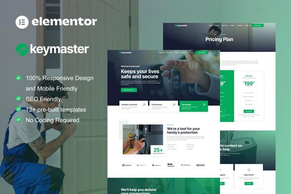 KeyMaster – Locksmith and Key Maker Service Elementor Template Kit