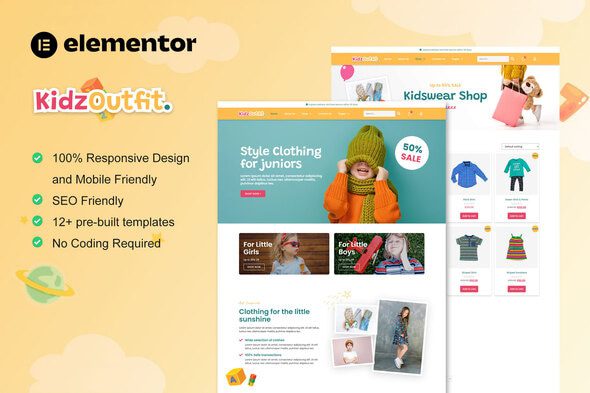 KidzOutfit – WooCommerce Kids Fashion Shop Elementor Template Kit