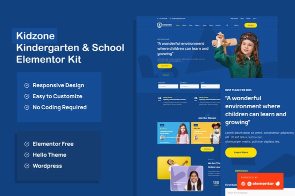 Kidzone – Kindergarten and School Elementor Template Kit