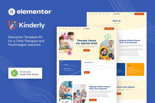 Kinderly – Child Therapist and Psychologist Elementor Template Kit