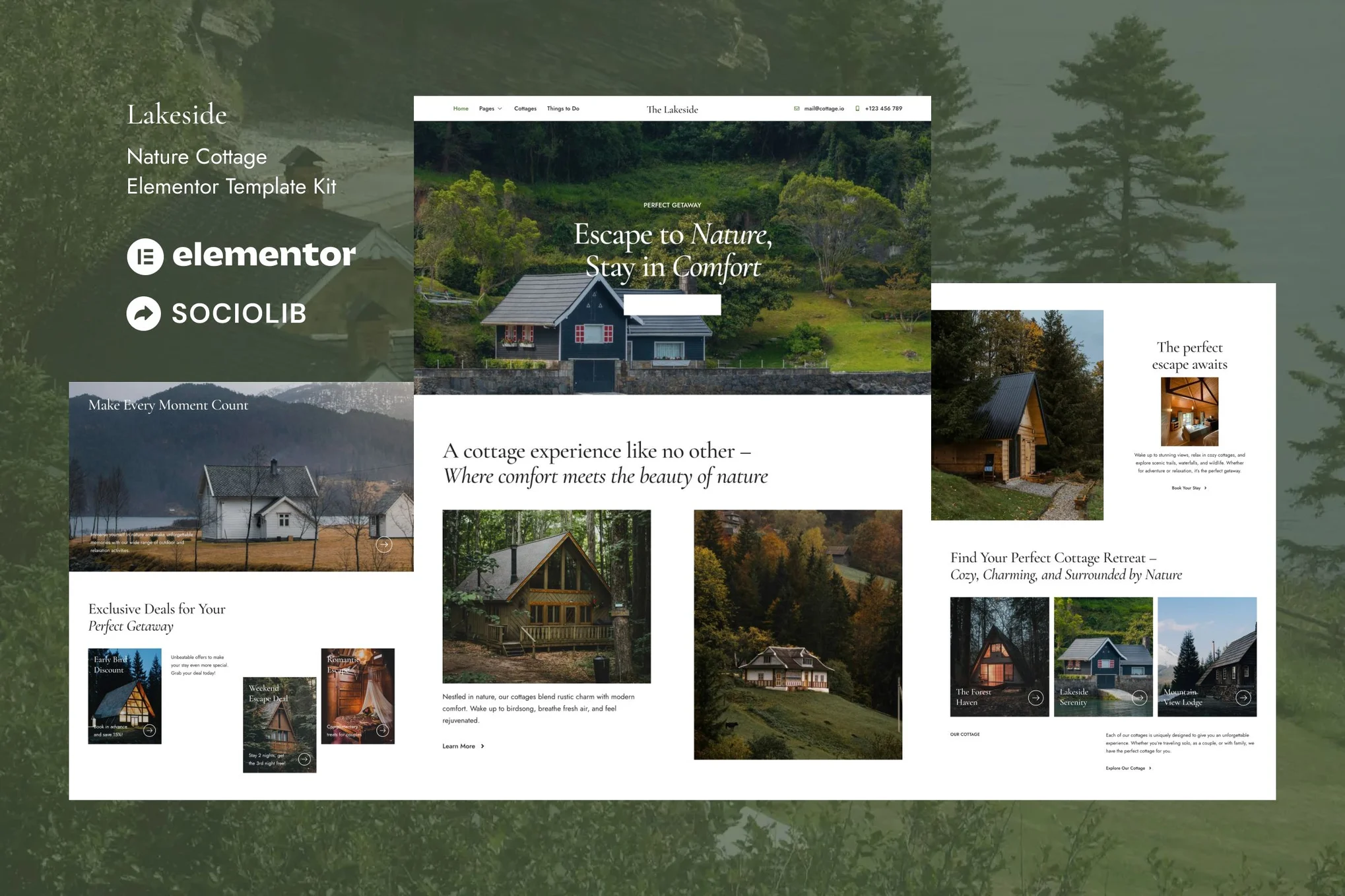 Lakeside – Nature Cottage Elementor Template Kit