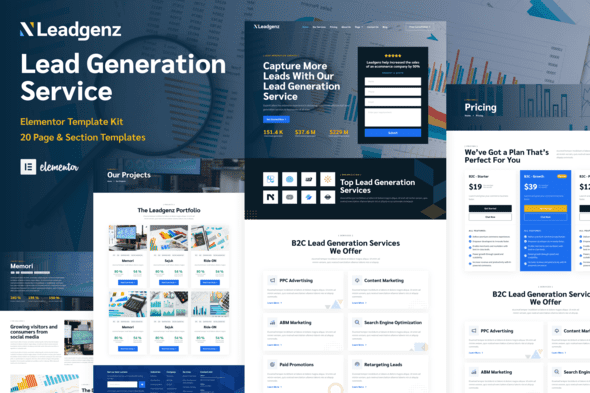 Leadgenz – Lead Generation and Sales Agency WordPress Elementor Template Kit
