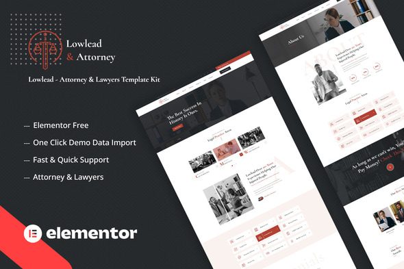 Lowlead – Attorney and Lawyers Elementor Template Kit