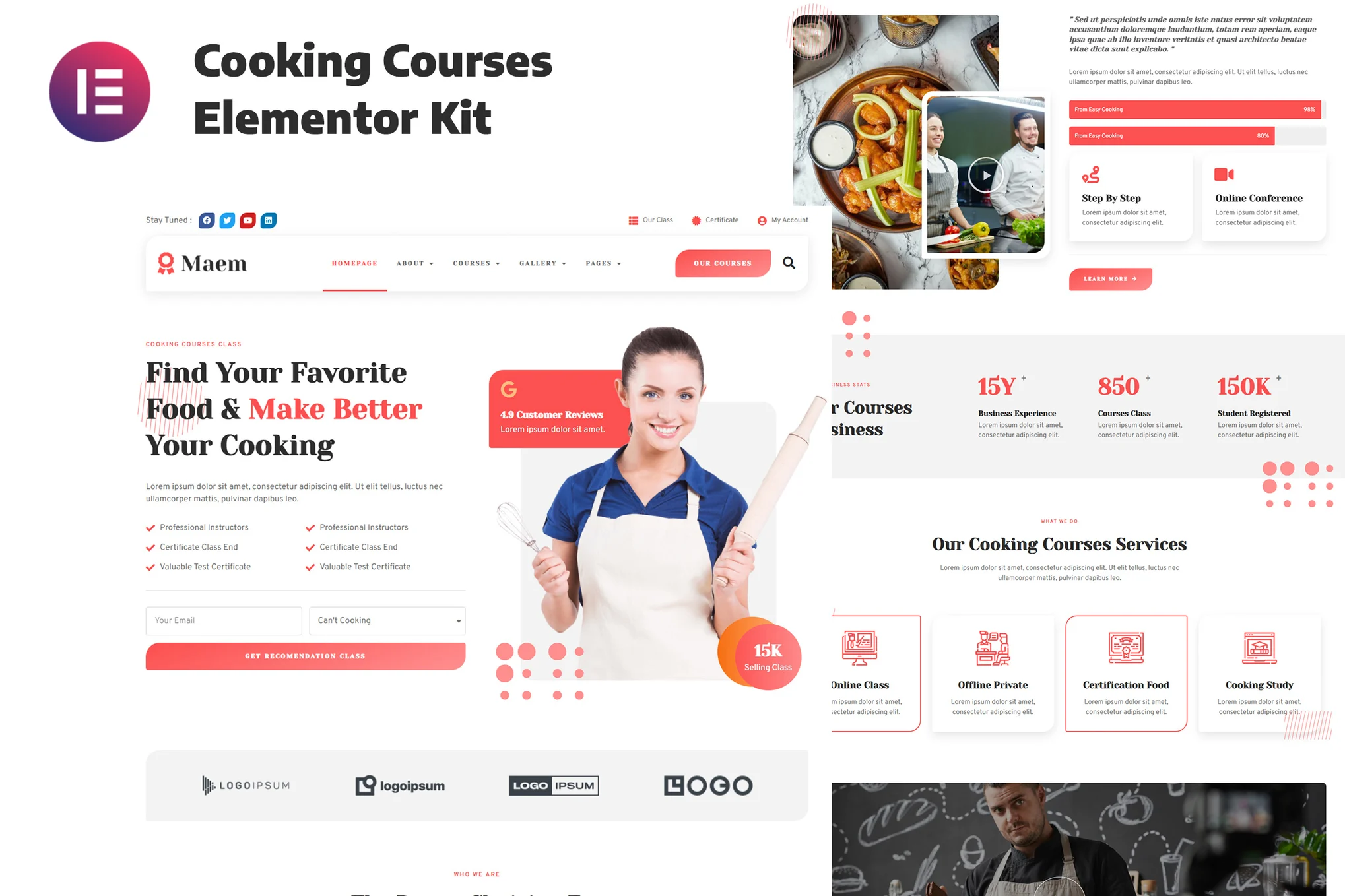 Maem – Cooking Courses Elementor Template Kit