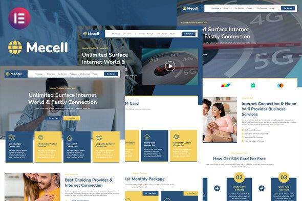 Mecell – Internet Connection and Home Wifi Business Services Elementor Template Kit