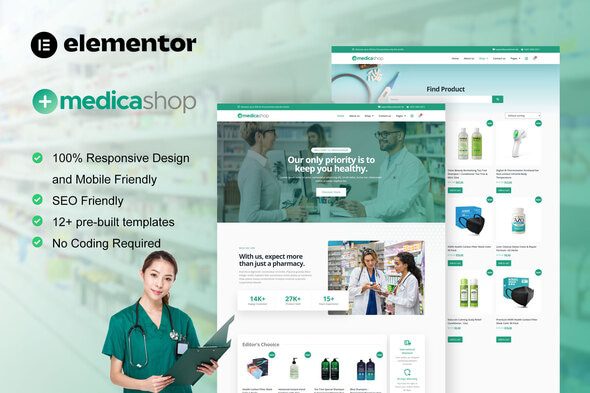 MedicaShop – Pharmacy and Medical Store Elementor Template Kit