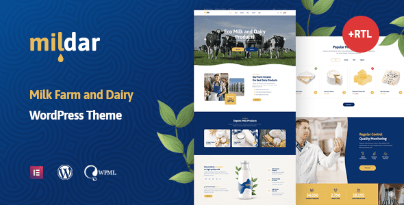 Mildar – Dairy Farm and Milk WordPress Theme + RTL