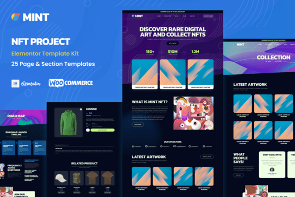 Mint – NFT Projects and Portfolio WooCommerce Elementor Template Kit