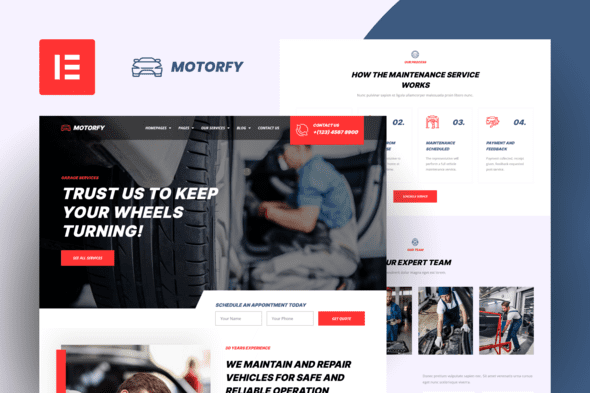 Motorfy – Car Service and Maintenance Elementor Template Kit