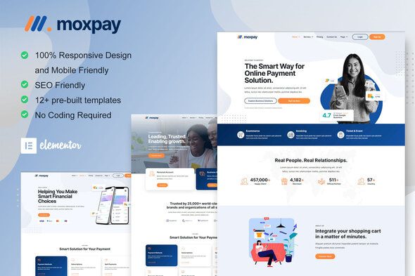 Moxpay – Online Payment Gateway Elementor Template Kit