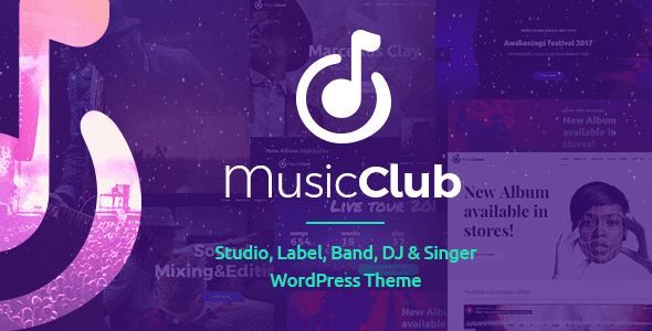 Music Club – Studio, Label, Band, DJ or Singer WordPress Theme