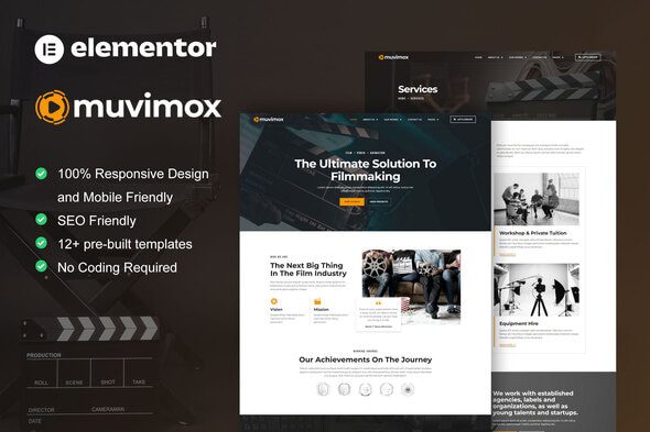 Muvimox – Film Maker and Movie Studio Elementor Template Kit