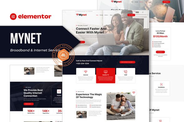 Mynet – Broadband and Internet Service Provider Elementor Template Kit