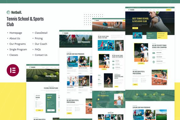 Netball – Tennis School & Sports Club Elementor Template Kit