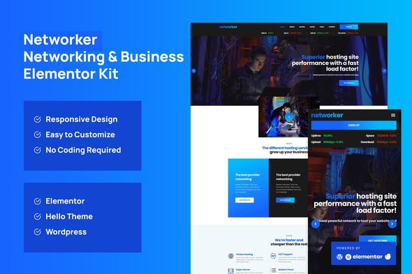 Networker – Business Services and Hosting Services Elementor Template Kit
