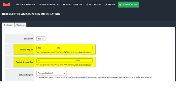 Newsletter – Amazon SES