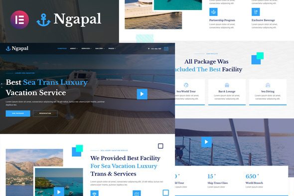 Ngapal – Sea Luxury Yatch Vacation Services Elementor Template Kit