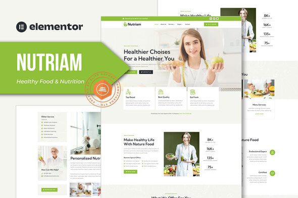 Nutriam – Healthy Food and Nutrition Service Elementor Template Kit